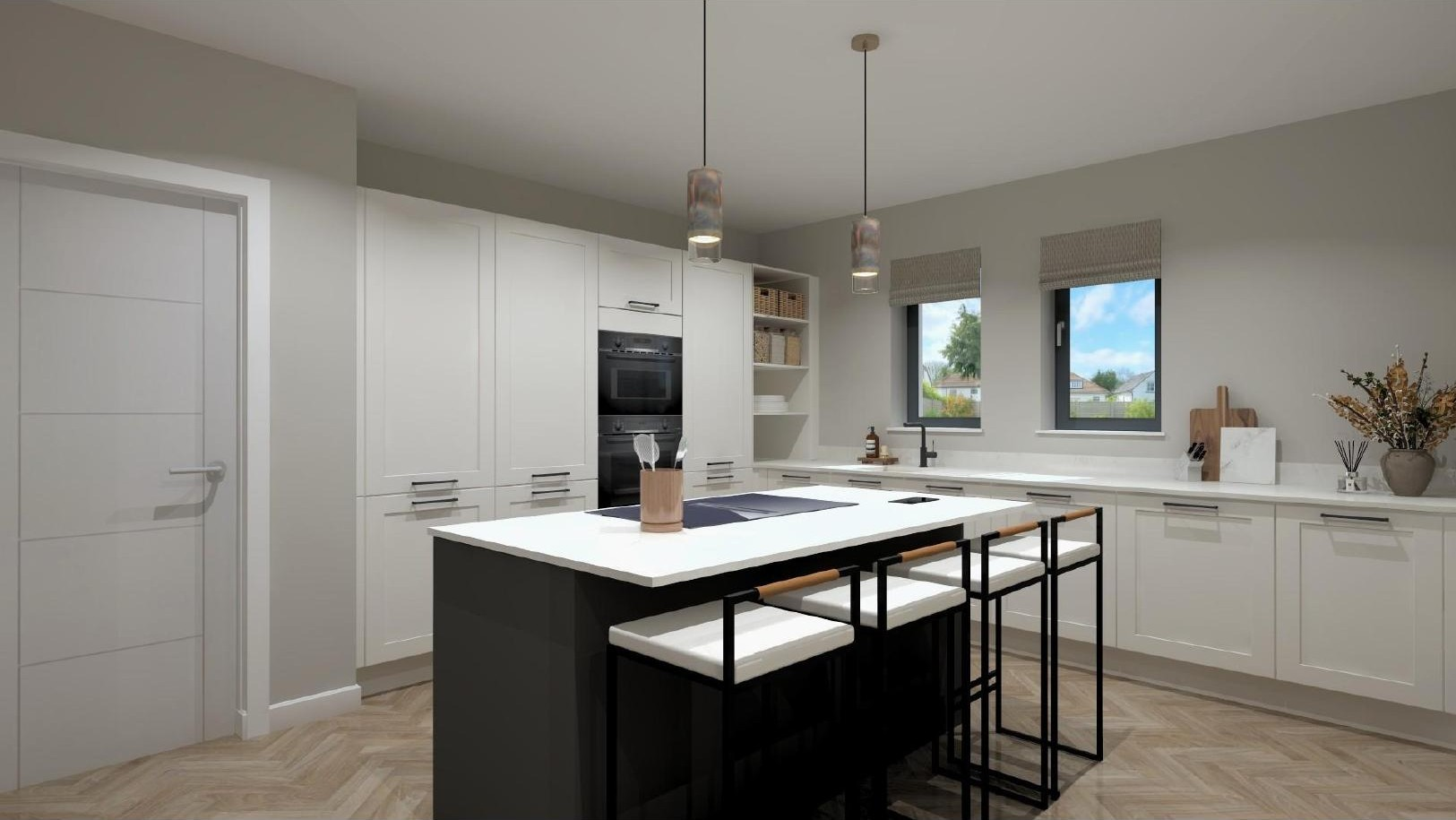 Two tone kitchen with graphite island at Moss Road, Dunmore